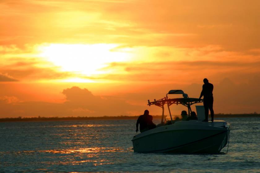 boat at sunset