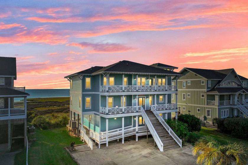 Hatteras Island vacation rental exterior large home at sunset